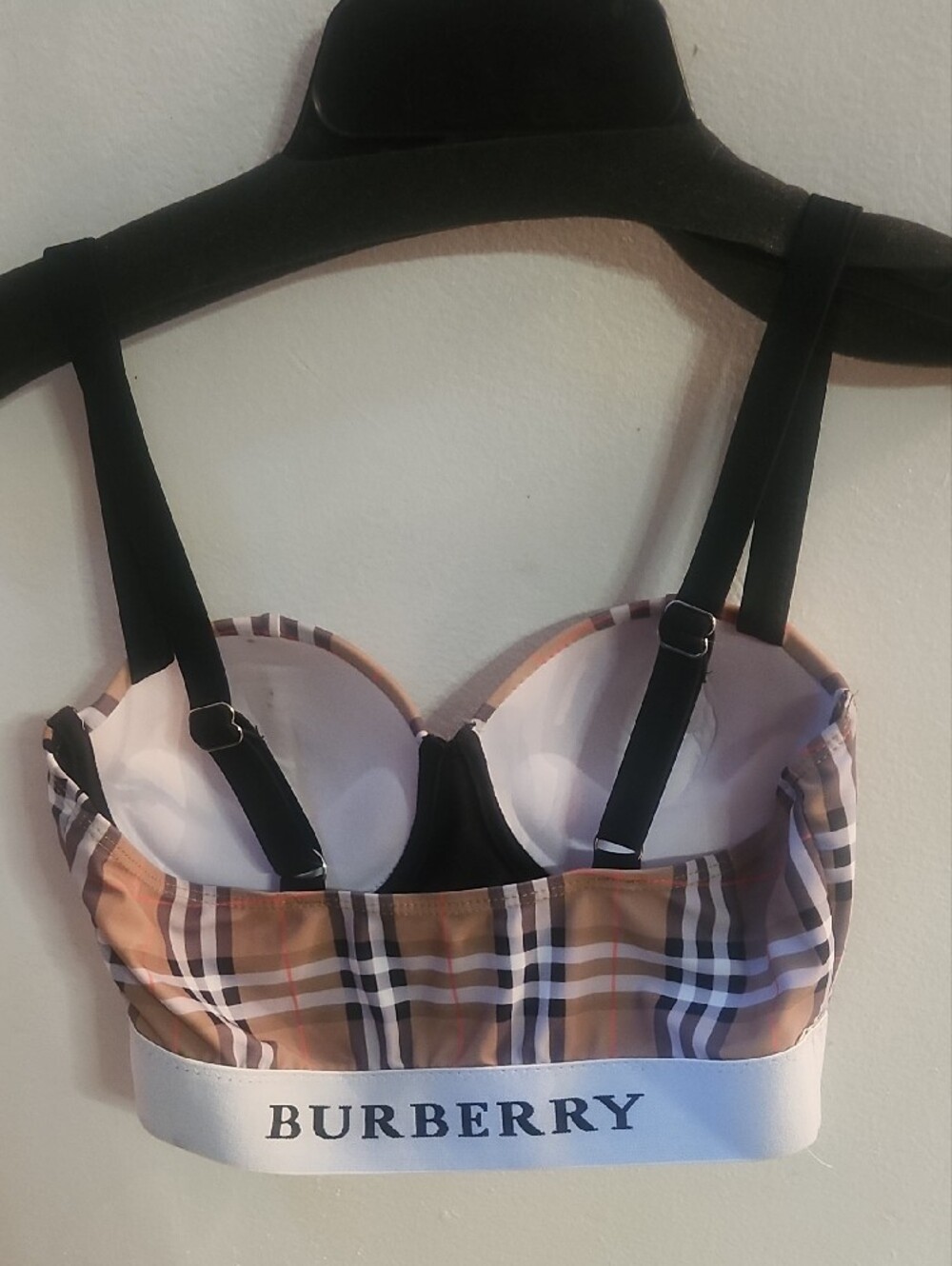Burberry Check Strapless Balconette Bra - Beige, Black - Picture 2 of 2